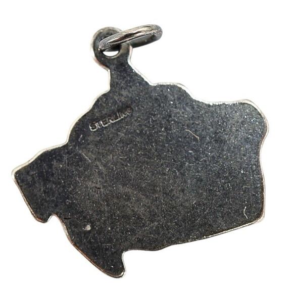 Vintage Sterling Silver Canada Map Travel Charm Oxidized Textured - Picture 2 of 4